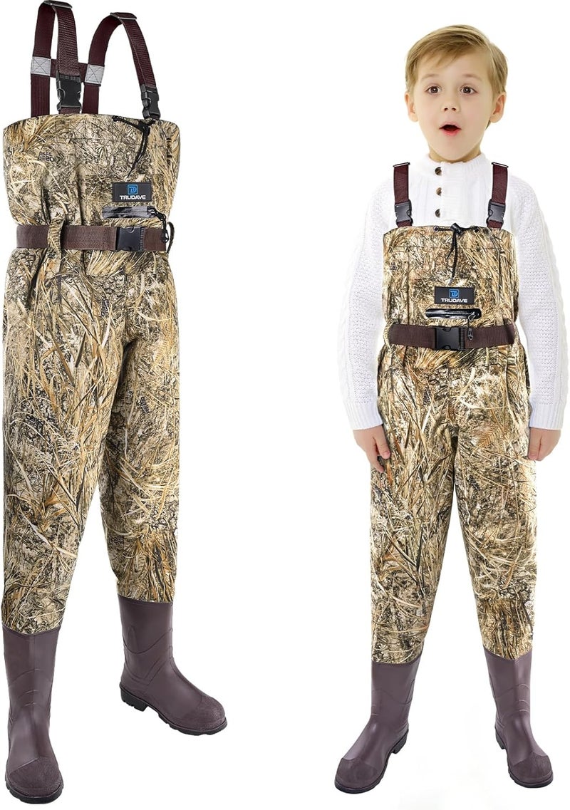 Trudave Store Chest Waders for Kids with Boots, Waterproof Youth Waiters for Children, Lightweight Waders for Fishing & Hunting - Image 1